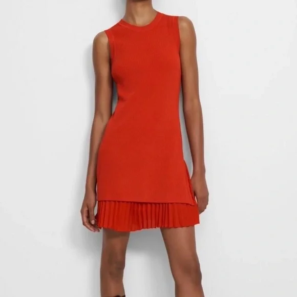Theory | Dresses | Theory Pleated Knit Red Mini Dress Nwt Size S | Poshmark